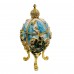 JF1979-003 Cyan Swarovski Crystals Faberge style Egg Decorative Hinged Jewelry Trinket Box