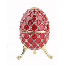 JF1972 Swarovski Crystals Red Nested Faberge style Egg Decorative Hinged Jewelry Trinket Box