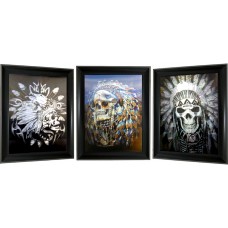 358 Indian Chief Skull 3D Triple Image
