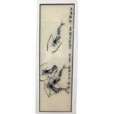 Chinese Handmade Silk Embroidery Shrimps Painting （ By Ji, Bai Si )   Wall Decor Suzhou Embroidery