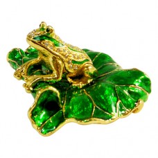 JF2736 Green Frog on Leaves Jewelry Case